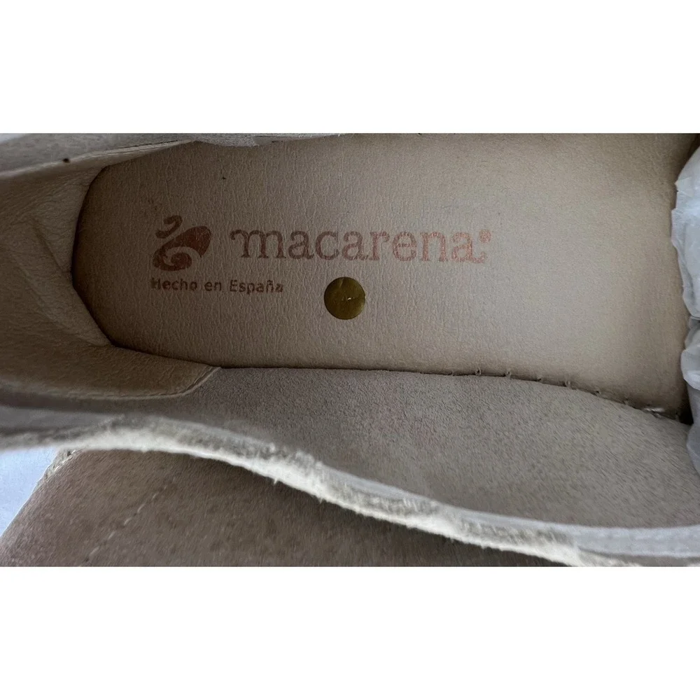 MACARENA Scalloped Suede Espadrille Flats Beige Blush Sz 9.5 Spain Boho Coastal